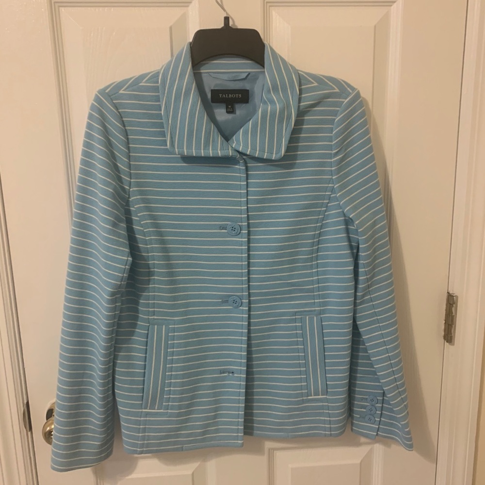 Adorable Blue Talbots Striped Jacket/Blazer